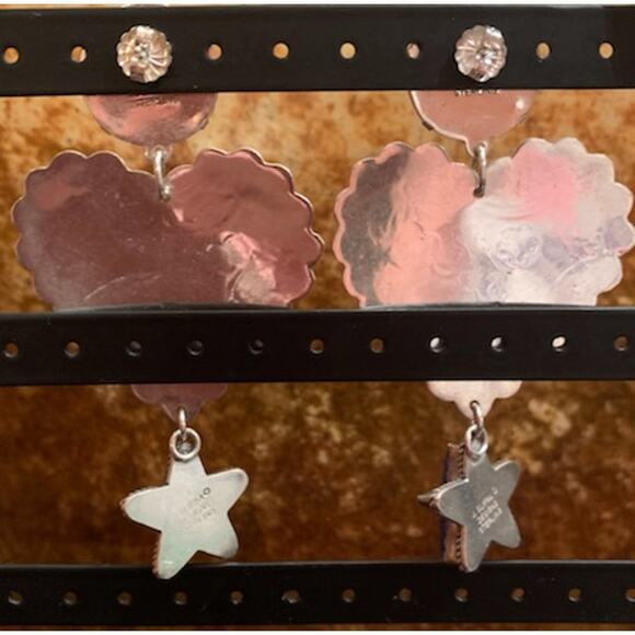 J Slifka Custom Sterling Silver and Lapis Dallas Cowboy Earrings Vintage - Picture 5 of 6